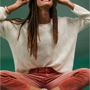 Anthropologie White Crew Neck Sweater